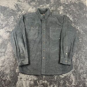 Harley-Davidson Corduroy Snap Button Up Shirt Embroidered Men's XL Gray